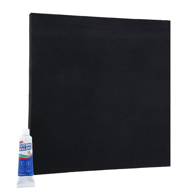 ZERITO Silicone Rubber Sheet, 60A, 1/25 (.04") Thick, 12" W x 12" L, Black, Rectangular, DIY Gaskets, Pads, Seals, Crafts, Supports, Liner, Bumpers, Leveling, Flooring, Abrasion Resistance - Image 1